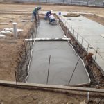 Laying concrete for water feature